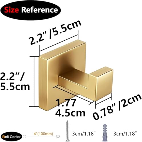 Nolimas Brushed Gold Towel Hook, Heavy Duty SUS304 Stainless Steel Robe Hook