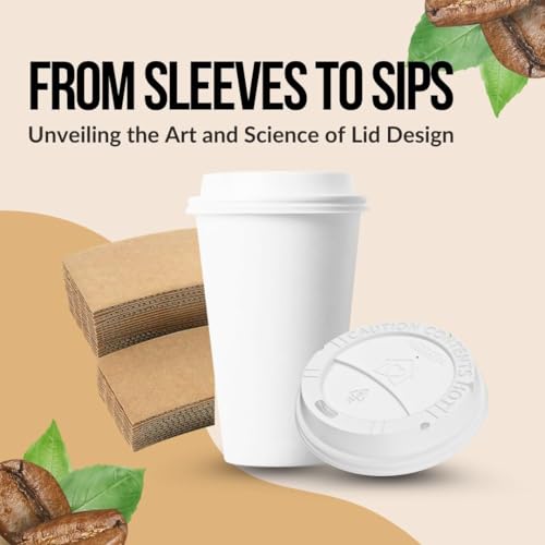100 Pack White Disposable Coffee Cup Lids - Leak-Proof & Heat-Resistant
