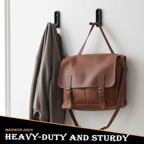 Heavy Duty Black Folding Wall Hooks 2 Pack - Space Saving Zinc Alloy