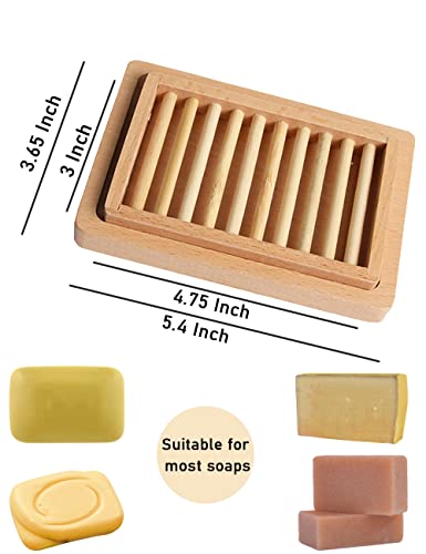 SHENYI Bamboo Wood Soap Dish Holder - Double Layer Design for Drying