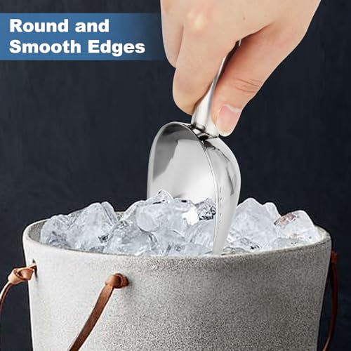 6 oz Stainless Steel Ice Scoop - Durable Metal Scooper for Bars, Kitchens & Parties