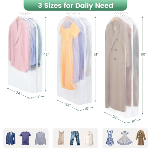 Carbrea 10" Gusseted Garment Bags - 3 Pack for Travel & Storage