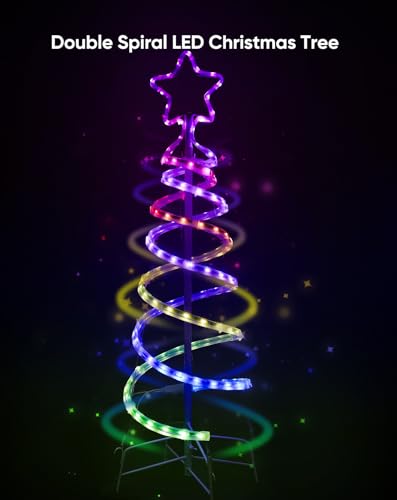 Outdoor Double Spiral Christmas Tree Light RGB+IC 3FT with Remote Control