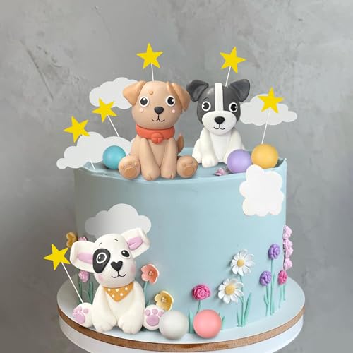 29Pcs Dog Cake Topper Set with Stars Clouds Balls Birthday Party Decor