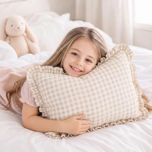 Breling Muslin Cotton Toddler Pillowcase - Ruffled Gingham 14" x 20"