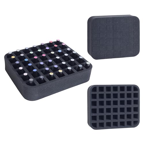 Black Nail Polish Organizer Holder for 42 Bottles (15ml) - Foam Pad with Slots