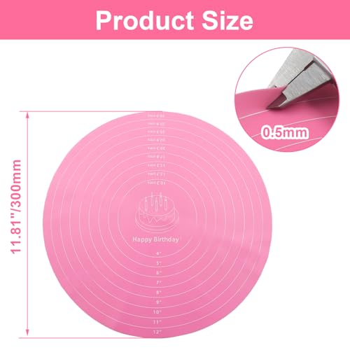 12-Inch Pink Silicone Baking Mat with Measurements | Non-Stick & Reusable