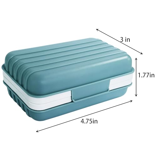 Lofekea Travel Soap Case - Blue - 2 Pack with Drainage Tray
