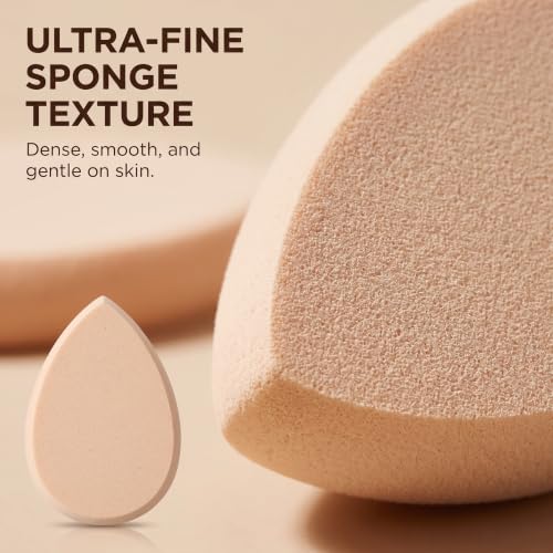 5-Piece Beige Makeup Sponge Blender Set for Flawless Foundation