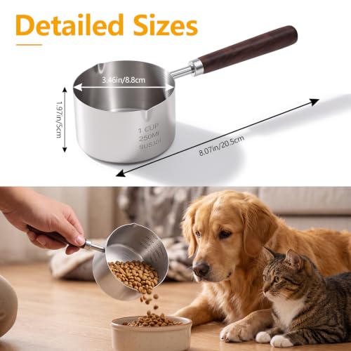 Ondware Stainless Steel Pet Food Scoop with Wooden Handle - 1 Cup