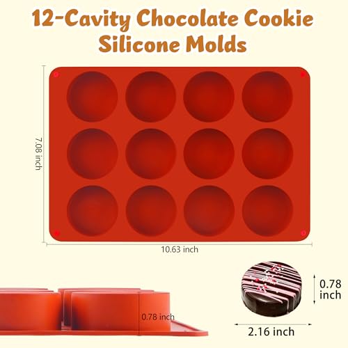Wilewir 3-Piece Silicone Chocolate Cookie Molds Set - Non-Stick Round Baking Molds for Mini Cakes, Candies & Jellies