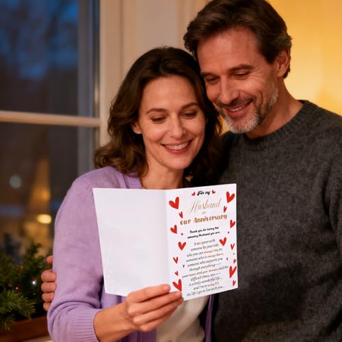 Romantic Anniversary Card for Husband with Red Envelope