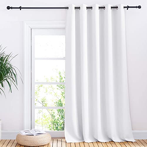 NICETOWN Extra Wide White Sliding Door Curtain, 70x95 Inches