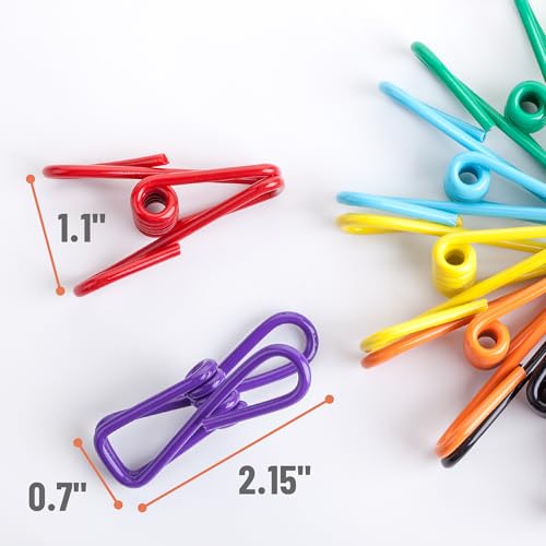 Vibrant Mr. Pen PVC-Coated Utility Clips 2 Inch, 18 Pack, Colorful