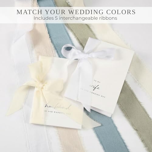 Elegant Wedding Vow Books Set - His & Hers with Ribbons
