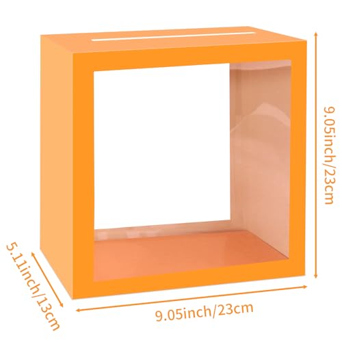 Orange Card Box with Clear Window for Weddings & Events - 9x9x5in