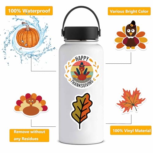 Thanksgiving Stickers Pack - 100 Waterproof Cute Fall Designs