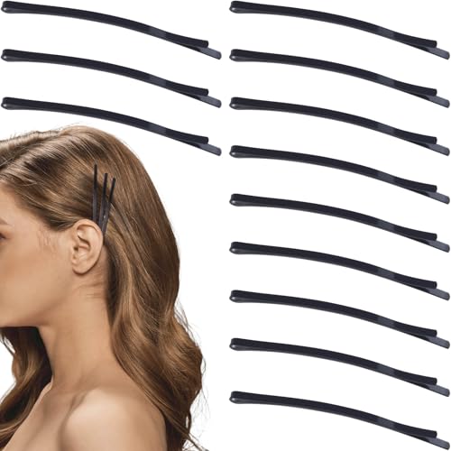 Incinkod 12 Pcs Curved Bobby Pins 3.35 Inch Large Non Slip Metal Hair Pins for Thick and Fine Hair, Black