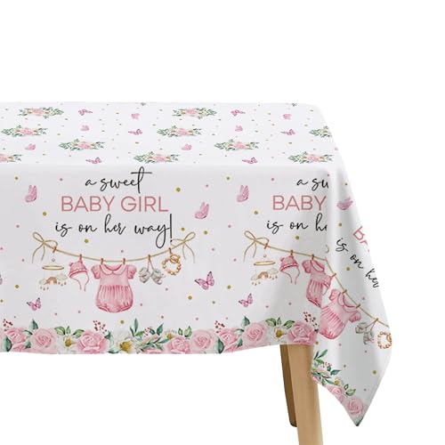 Pink Baby Shower Tablecloth Set - 3 Disposable Covers for Girls