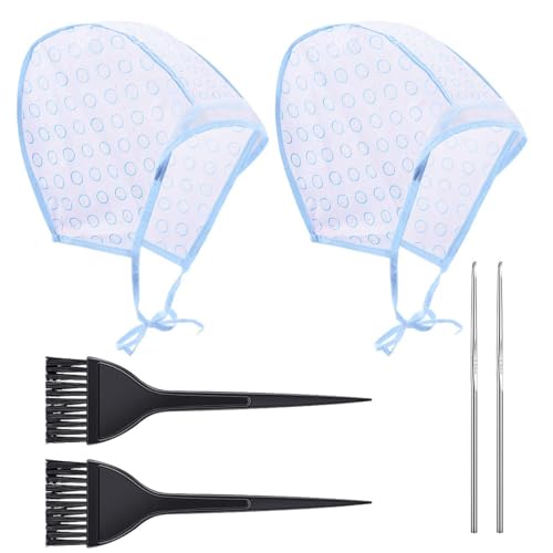 Professional Hair Dyeing Kit with Highlighting Caps Hooks and Brushes