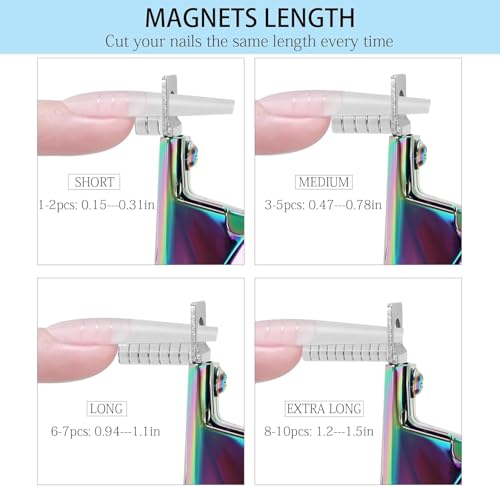 SERADIOO Acrylic Nail Cutter with Magnetic Sizing Guide & Stainless Steel Tip Clipper
