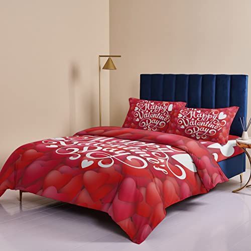 Valentine's Day Queen Bedding Set - Soft Microfiber Duvet Cover & Sheet