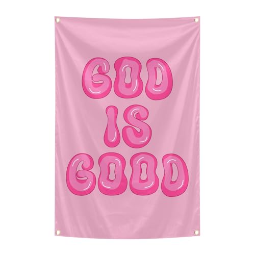 God is Good Pink Wall Decor Flag 2x3 Feet for Indoor & Outdoor