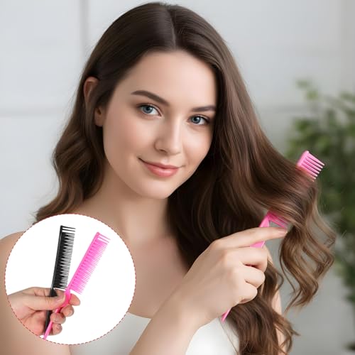 Macuezu 4-Piece 3-Row Curl Defining Comb and Teasing Brush Set