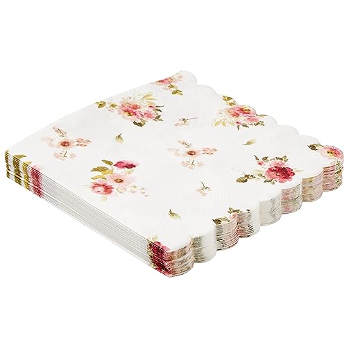 C.R. Gibson Floral Heart Beverage Napkins, 20-Count, 5"