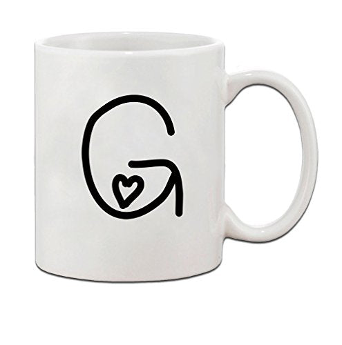 Letter G Monogram Ceramic Coffee Mug 11oz Personalized Gift Cup