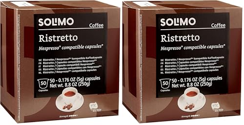 Solimo Ristretto Dark Roast Coffee Capsules for Nespresso Original, 100 Ct