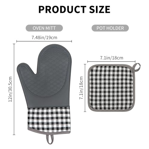 Tifanso 4PCS Silicone Oven Mitts & Pot Holders - Heat Resistant, Non-Slip Grip