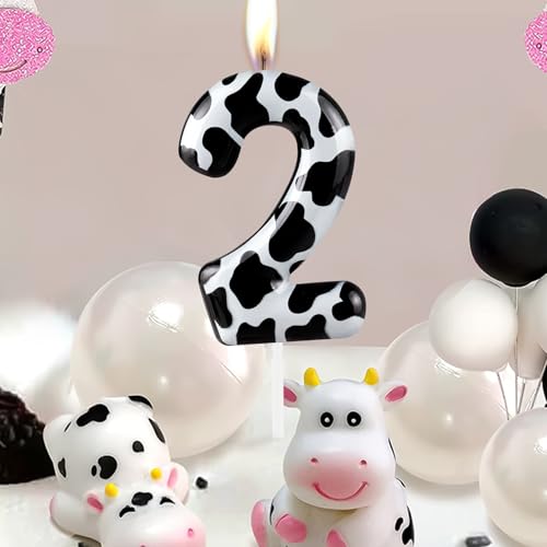 Cxryrzhe Cow Number 1 Birthday Candle - Black Metallic 6cm Cake Topper for Kids & Celebrations