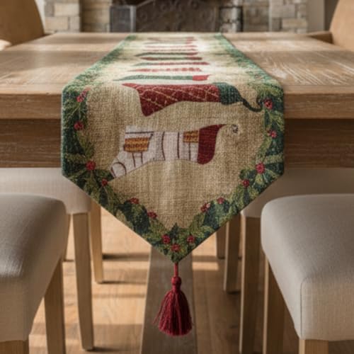 Christmas Stocking Holiday Table Runner 13 x 90 Inches - Festive Decor