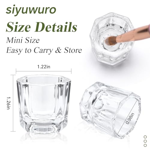 2-Piece Clear Glass Nail Art Dappen Dish Cups for Acrylic Liquid and Powder