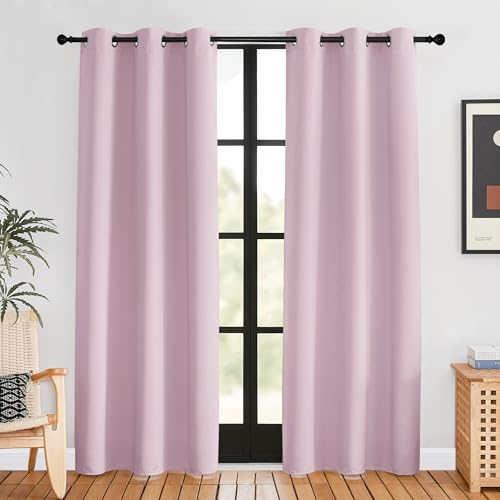 NICETOWN Baby Pink Blackout Curtains 34" x 80" - 2 Panels, Grommet Top