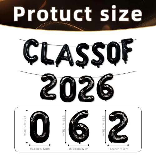 Class of 2026 Graduation Balloons Banner - Metallic Foil Letters