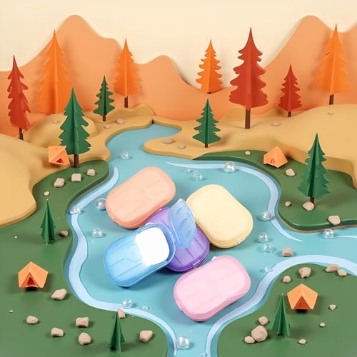 5 Boxes Colorful Soaps Paper for Travel,Disposable Travel Soap Sheets,Mini Fragrance Paper Soap for Hand and Foot Care,Portable Soaps Sheets for Camping,Hiking,Outdoor Recreation,and Personal Care