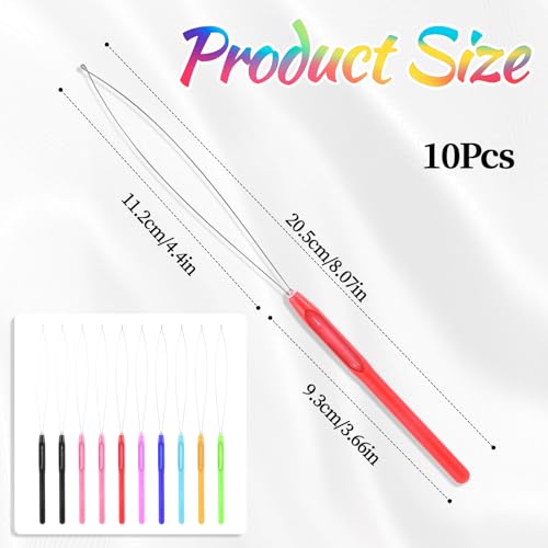 10-Piece Hair Extension Loop Needle Threader & Pulling Hook Tool Kit