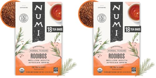 Numi Organic Rooibos Herbal Tea, Caffeine-Free, 18 Tea Bags (Pack of 2)