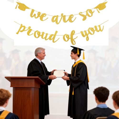 Gold Glitter Graduation Banner - We Are So Proud of You 2026