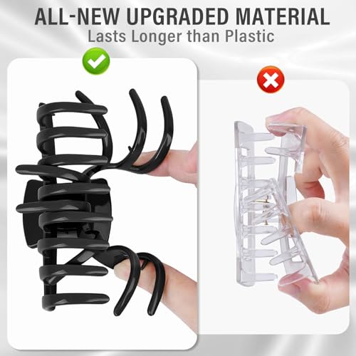 TOCESS Unbreakable Nylon Large Hair Claw Clips 4 Pack Black