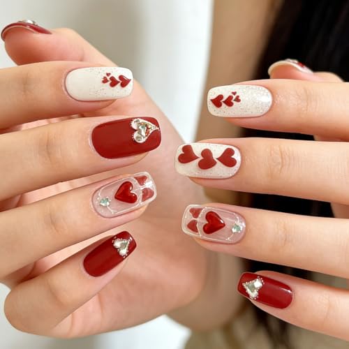 Valentine's Day Nail Stickers 3D Self-Adhesive Letter & Heart Decals 8 Sheets