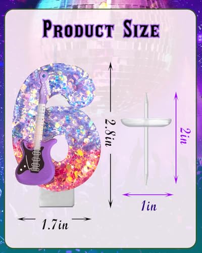 K-Pop Birthday Candle - Purple & Pink Glitter Music Theme (6)