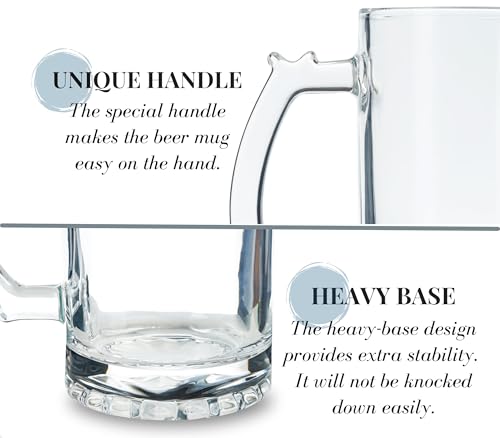 Personalized Beer Mug - 17oz Heavy Handle Stein for Men - Birthday & Christmas Gift - J