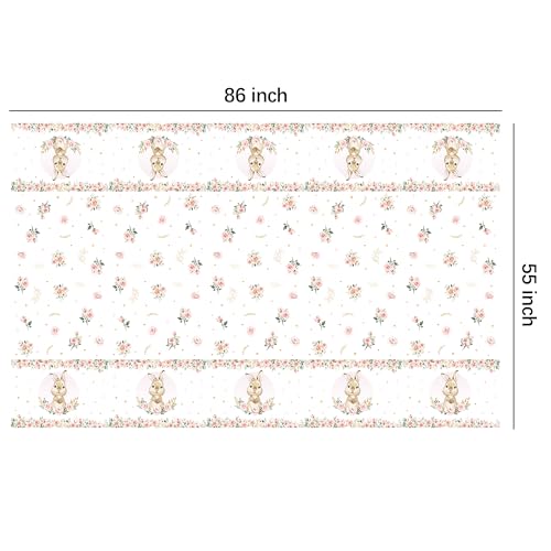 Bunny Birthday Tablecloth Set - 3 Disposable Pastel Easter Party Covers 86x55in
