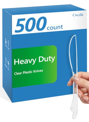 500 Heavy Duty Disposable Plastic Knives - Food-Grade, BPA-Free, Reinforced for Hot & Cold Use