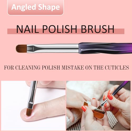 Gemsanva 3-Piece Nail Art Clean Up Brushes Set - Black Purple