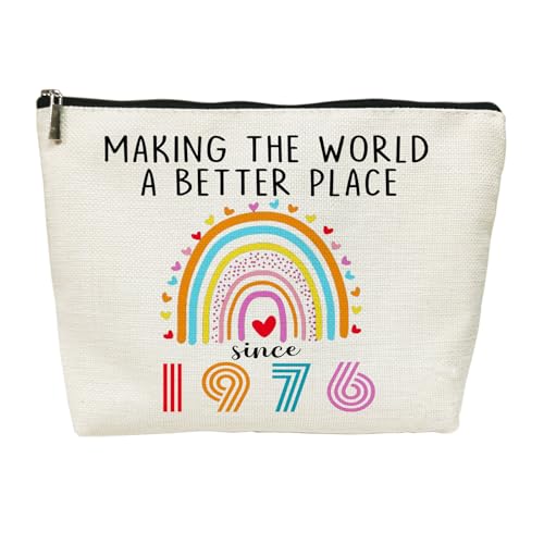 50th Birthday Makeup Bag for Women 1976 Waterproof Cosmetic Pouch
