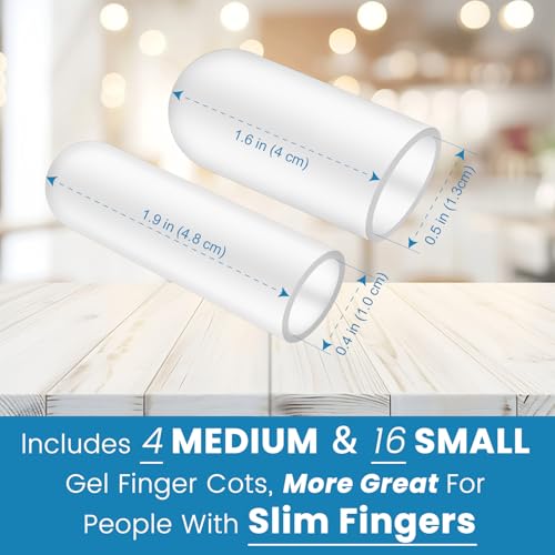 20Pcs Gel Finger Cots, Small Silicone Finger Protectors Sleeves, Fingertip Cover Caps to Heal Cracked, Eczema, Peeling, Hangnails, Corn, Calluses